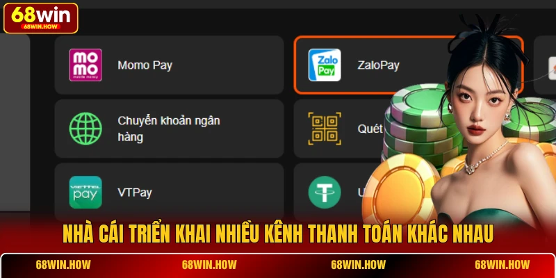 Nhà cái triển khai nhiều kênh thanh toán khác nhau
